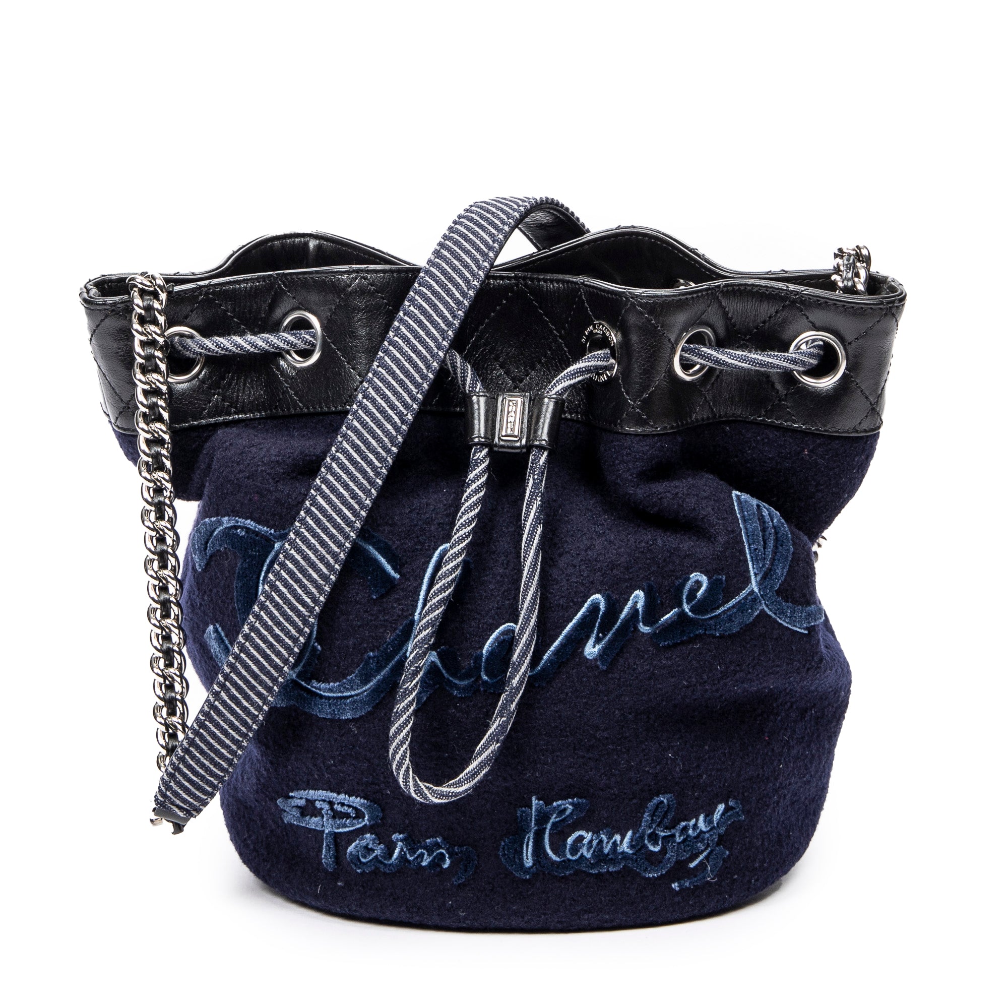 Chanel 香奈兒單肩包: Embroidered Wool Bucket Chain Bag