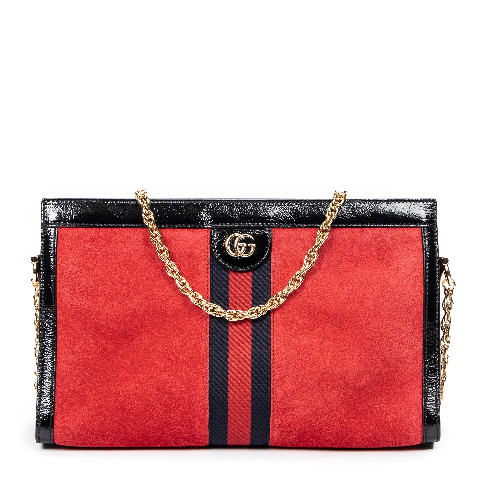 Gucci 古馳單肩包: Web 中號 Ophidia 絨面革鏈條包