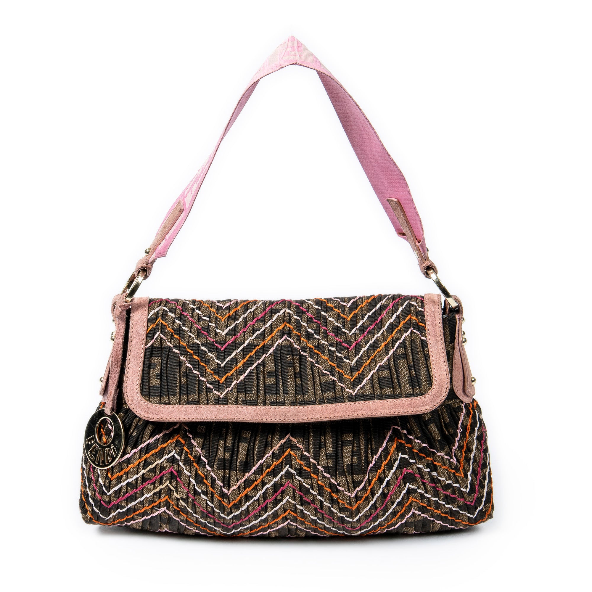 Fendi 芬迪單肩包: 大號刺繡廚師蓋口包