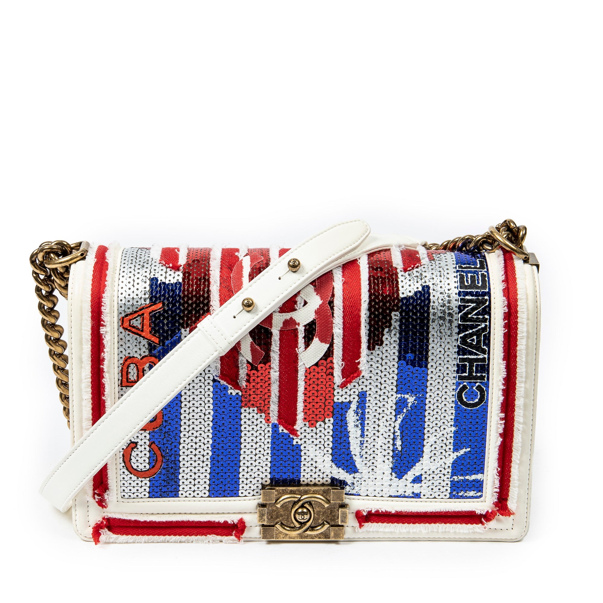 Chanel 香奈兒單肩包: Paris-Cuba Multicolor Sequin Medium Boy Bag
